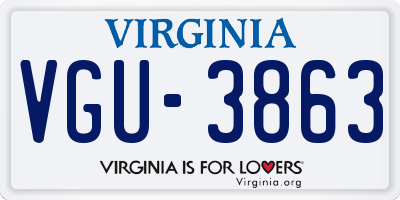 VA license plate VGU3863