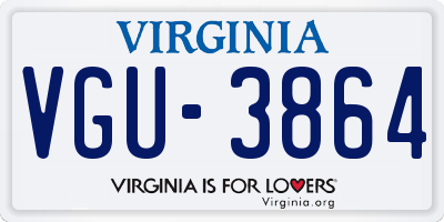 VA license plate VGU3864