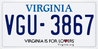 VA license plate VGU3867