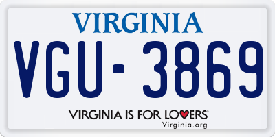 VA license plate VGU3869