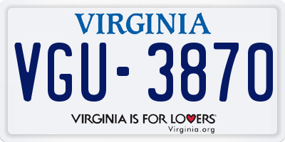VA license plate VGU3870