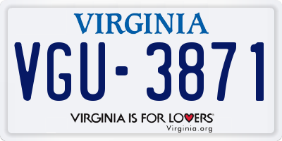 VA license plate VGU3871