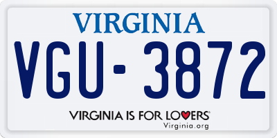 VA license plate VGU3872