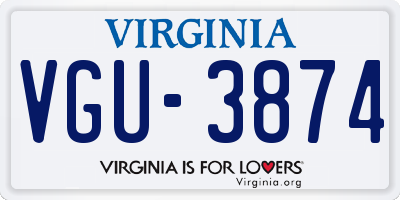 VA license plate VGU3874