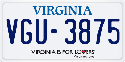 VA license plate VGU3875