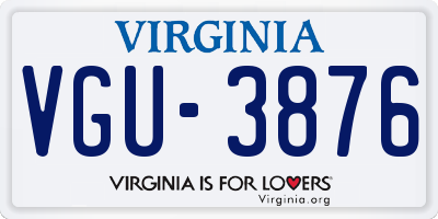 VA license plate VGU3876