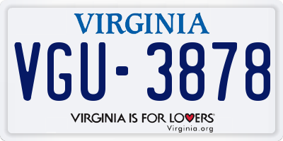 VA license plate VGU3878