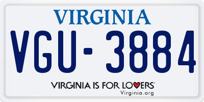 VA license plate VGU3884