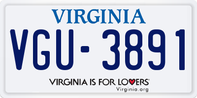 VA license plate VGU3891