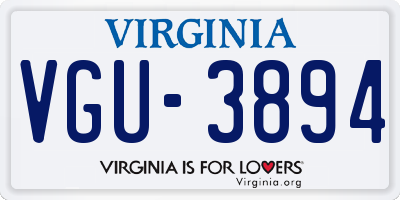 VA license plate VGU3894