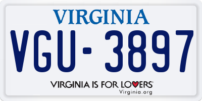 VA license plate VGU3897