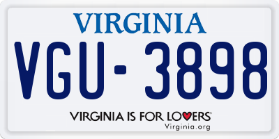 VA license plate VGU3898