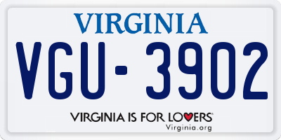 VA license plate VGU3902