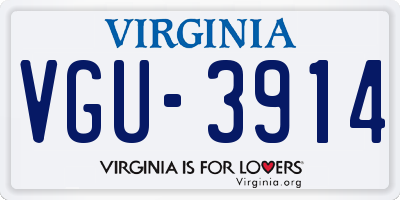 VA license plate VGU3914