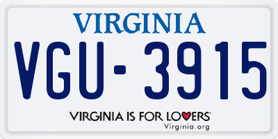 VA license plate VGU3915