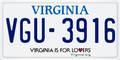 VA license plate VGU3916
