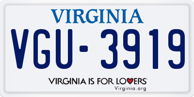 VA license plate VGU3919