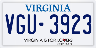 VA license plate VGU3923