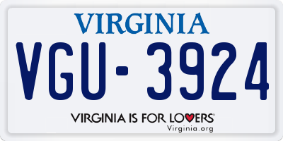 VA license plate VGU3924