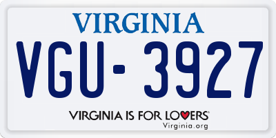 VA license plate VGU3927
