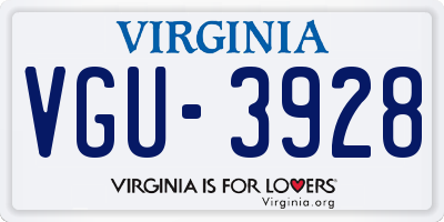 VA license plate VGU3928