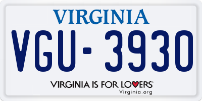 VA license plate VGU3930