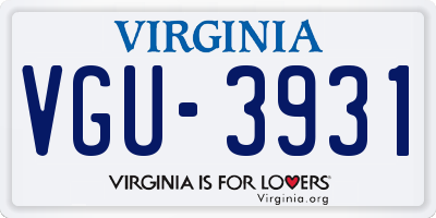 VA license plate VGU3931