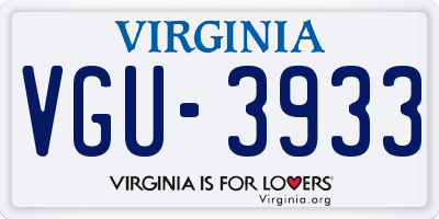 VA license plate VGU3933