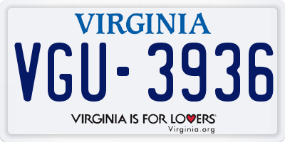 VA license plate VGU3936