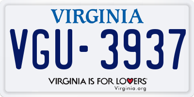 VA license plate VGU3937