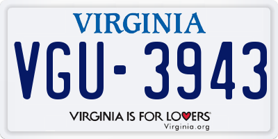 VA license plate VGU3943
