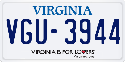 VA license plate VGU3944