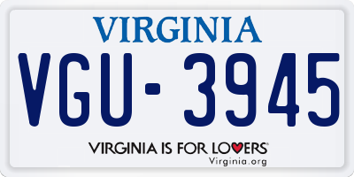 VA license plate VGU3945