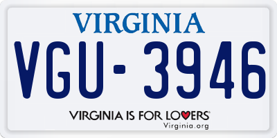 VA license plate VGU3946