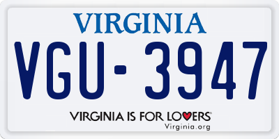 VA license plate VGU3947