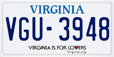VA license plate VGU3948