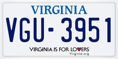 VA license plate VGU3951