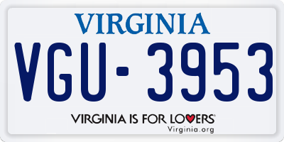 VA license plate VGU3953