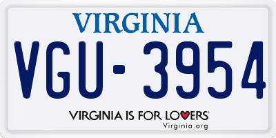 VA license plate VGU3954