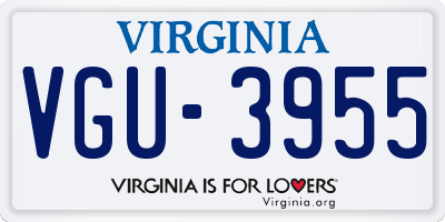 VA license plate VGU3955