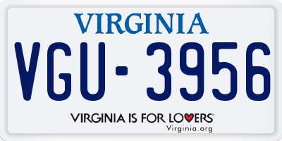 VA license plate VGU3956