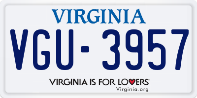 VA license plate VGU3957