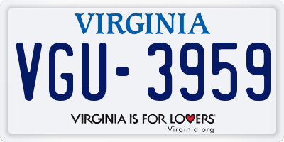 VA license plate VGU3959
