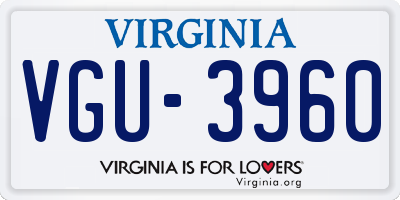 VA license plate VGU3960