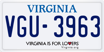 VA license plate VGU3963