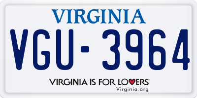 VA license plate VGU3964