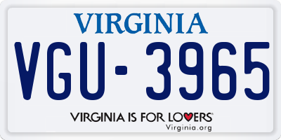 VA license plate VGU3965