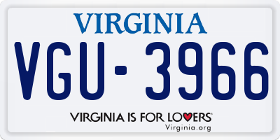 VA license plate VGU3966