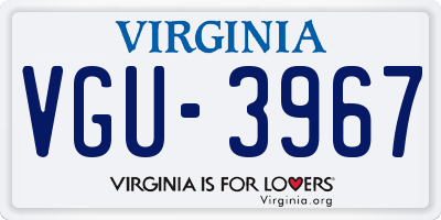 VA license plate VGU3967