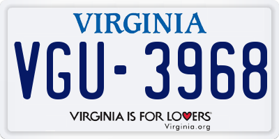 VA license plate VGU3968